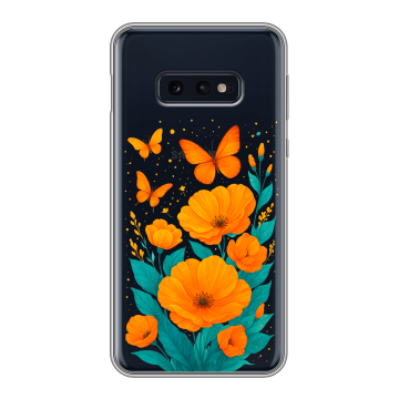 Силиконовый чехол на Samsung Galaxy S10e с принтом цветы бабочки Силиконовый чехол на Samsung Galaxy S10e с принтом цветы бабочки
