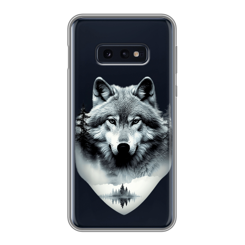 Силиконовый чехол на Samsung Galaxy S10e с принтом Волк в лесу Силиконовый чехол на Samsung Galaxy S10e с принтом Волк в лесу