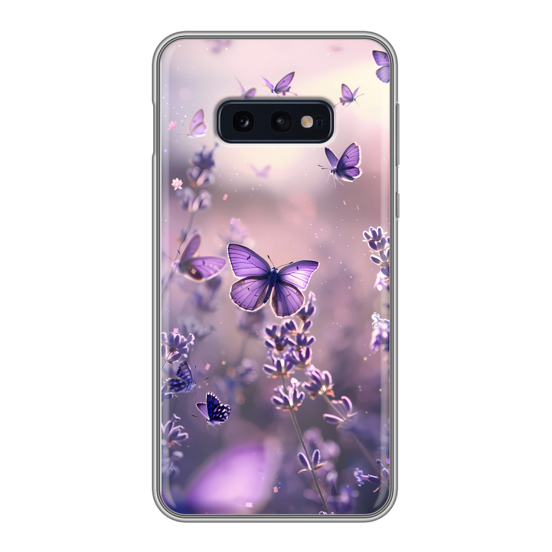 Силиконовый чехол на Samsung Galaxy S10e с принтом бабочки и лаванда Силиконовый чехол на Samsung Galaxy S10e с принтом бабочки и лаванда