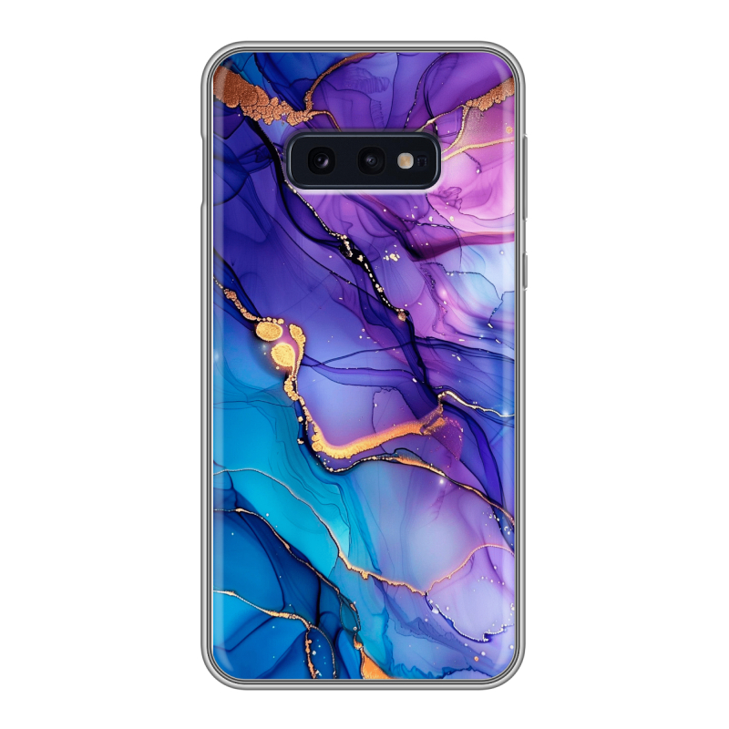 Силиконовый противоударный чехол на Samsung Galaxy S10e с принтом синий мрамор Силиконовый противоударный чехол на Samsung Galaxy S10e с принтом синий мрамор