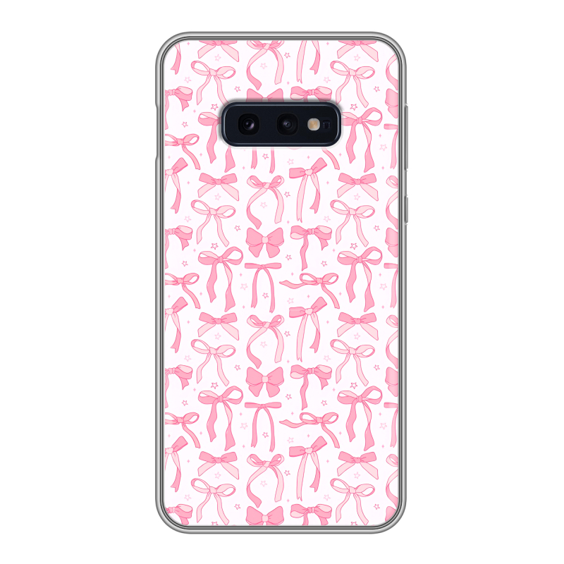 Силиконовый противоударный чехол на Samsung Galaxy S10e с принтом Розовые бантики Силиконовый противоударный чехол на Samsung Galaxy S10e с принтом Розовые бантики