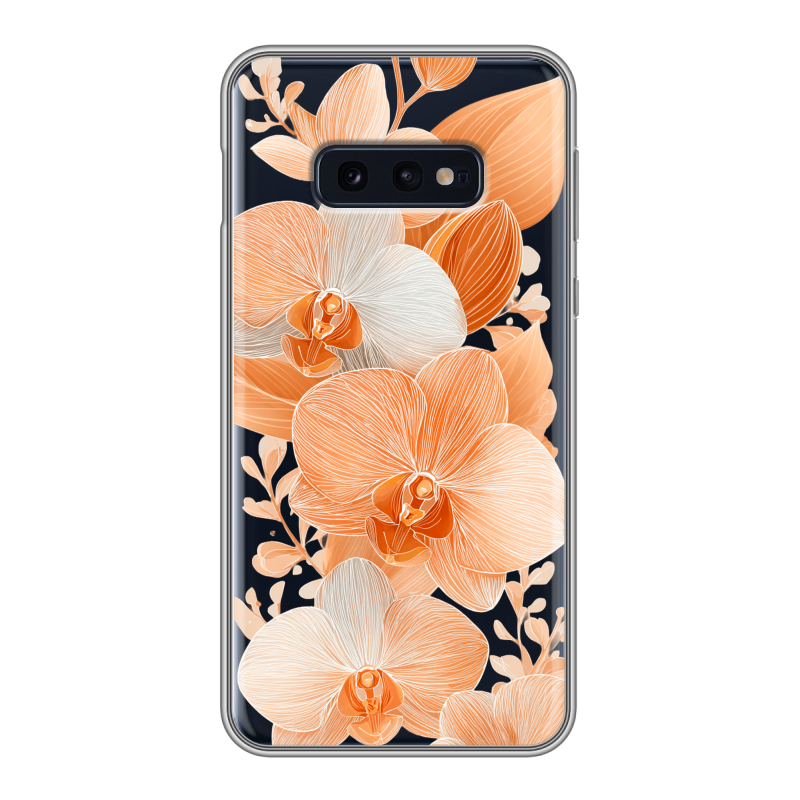 Силиконовый противоударный чехол на Samsung Galaxy S10e с принтом Бежевые цветы Силиконовый противоударный чехол на Samsung Galaxy S10e с принтом Бежевые цветы