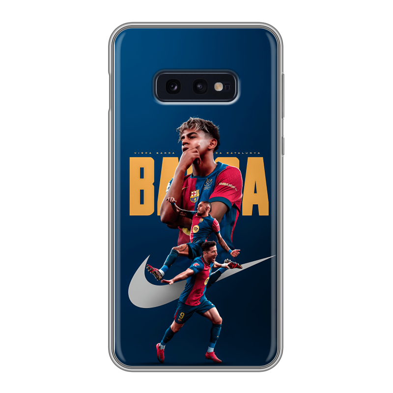 Силиконовый противоударный чехол на Samsung Galaxy S10e с принтом Барселона Barca Yamal Силиконовый противоударный чехол на Samsung Galaxy S10e с принтом Барселона Barca Yamal