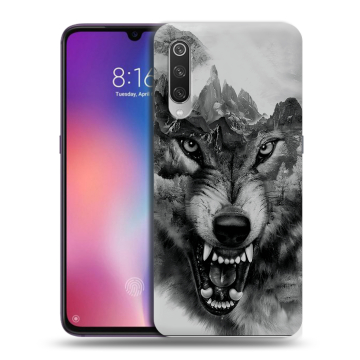 Силиконовый противоударный чехол на Xiaomi Mi9 с принтом Волк Силиконовый противоударный чехол на Xiaomi Mi9 с принтом Волк