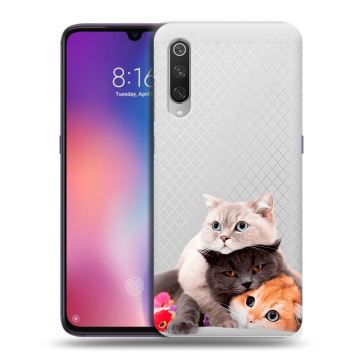 Силиконовый противоударный чехол на Xiaomi Mi9 с принтом Кошки Силиконовый противоударный чехол на Xiaomi Mi9 с принтом Кошки