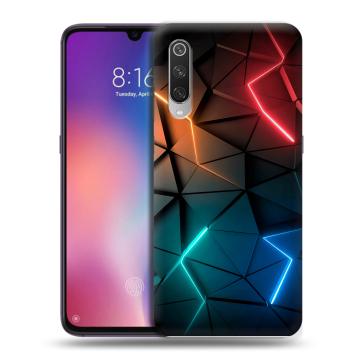 Силиконовый противоударный чехол на Xiaomi Mi9 с принтом Абстракция неон Силиконовый противоударный чехол на Xiaomi Mi9 с принтом Абстракция неон