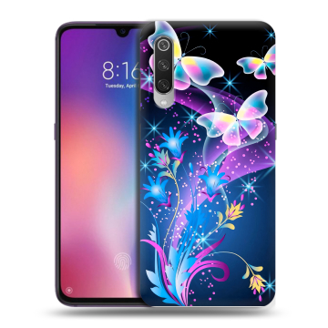 Силиконовый противоударный чехол на Xiaomi Mi9 с принтом Бабочки Силиконовый противоударный чехол на Xiaomi Mi9 с принтом Бабочки