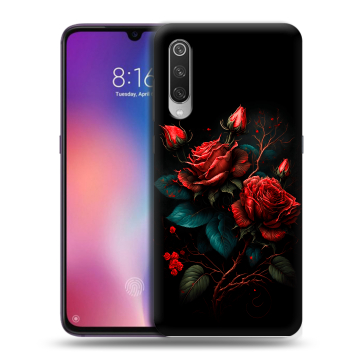 Силиконовый противоударный чехол на Xiaomi Mi9 с принтом Розы красные