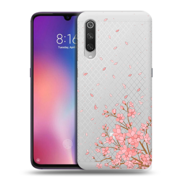 Силиконовый противоударный чехол на Xiaomi Mi9 с принтом Ветка сакуры Силиконовый противоударный чехол на Xiaomi Mi9 с принтом Ветка сакуры