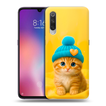 Силиконовый противоударный чехол на Xiaomi Mi9 с принтом Котенок в шапке Силиконовый противоударный чехол на Xiaomi Mi9 с принтом Котенок в шапке
