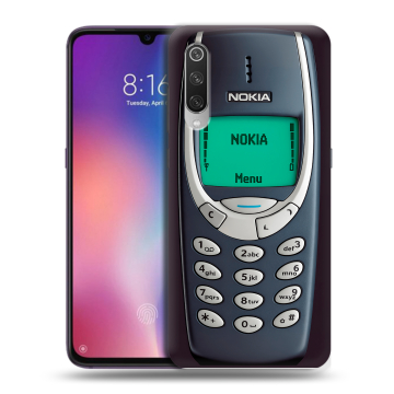 Силиконовый противоударный чехол на Xiaomi Mi9 с принтом Старый телефон