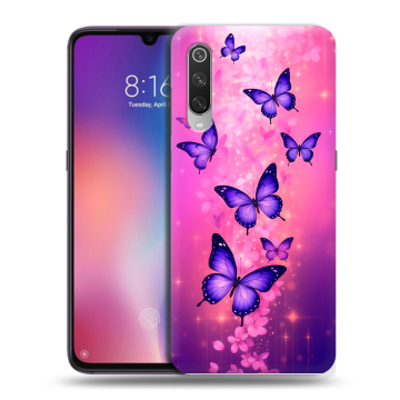 Силиконовый противоударный чехол на Xiaomi Mi9 с принтом Бабочки Силиконовый противоударный чехол на Xiaomi Mi9 с принтом Бабочки