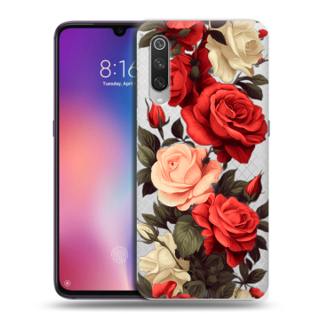 Силиконовый противоударный чехол на Xiaomi Mi9 с принтом Розы Силиконовый противоударный чехол на Xiaomi Mi9 с принтом Розы