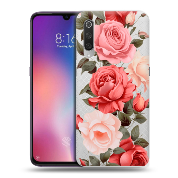 Силиконовый противоударный чехол на Xiaomi Mi9 с принтом Розы