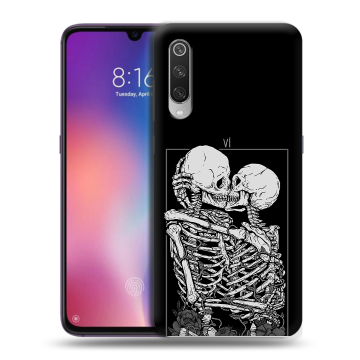 Силиконовый противоударный чехол на Xiaomi Mi9 с принтом Поцелуй скелетов Силиконовый противоударный чехол на Xiaomi Mi9 с принтом Поцелуй скелетов