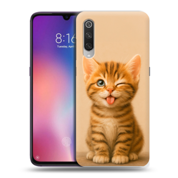 Силиконовый противоударный чехол на Xiaomi Mi9 с принтом котенок Силиконовый противоударный чехол на Xiaomi Mi9 с принтом котенок