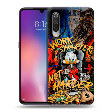 Силиконовый противоударный чехол на Xiaomi Mi9 с принтом Дональд Дак Деньги