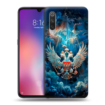 Силиконовый противоударный чехол на Xiaomi Mi9 с принтом Герб флаг России Силиконовый противоударный чехол на Xiaomi Mi9 с принтом Герб флаг России