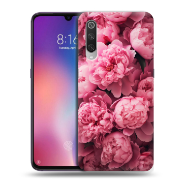 Силиконовый противоударный чехол на Xiaomi Mi9 с принтом цветы пионы Силиконовый противоударный чехол на Xiaomi Mi9 с принтом цветы пионы