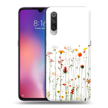 Силиконовый противоударный чехол на Xiaomi Mi9 с принтом цветы Силиконовый противоударный чехол на Xiaomi Mi9 с принтом цветы