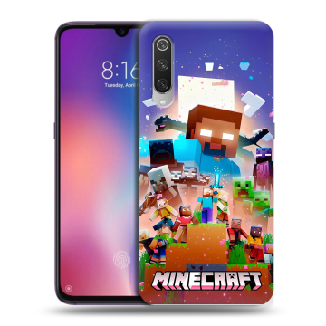Силиконовый противоударный чехол на Xiaomi Mi9 с принтом Майнкрафт Minecraft