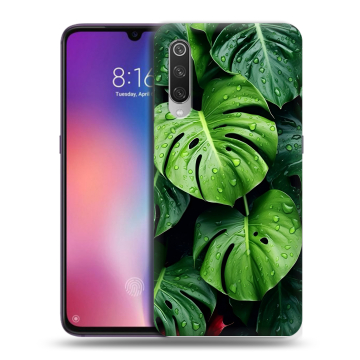 Силиконовый противоударный чехол на Xiaomi Mi9 с принтом Листья