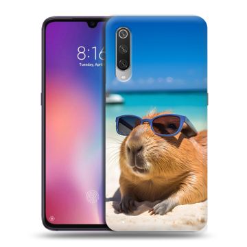 Силиконовый противоударный чехол на Xiaomi Mi9 с принтом Капибара