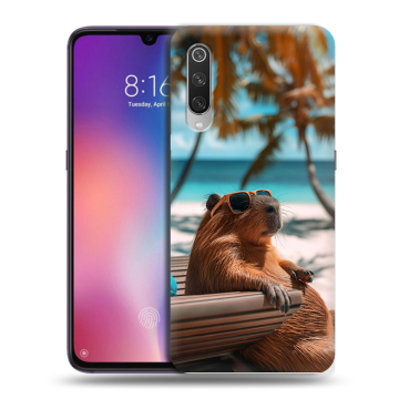 Силиконовый противоударный чехол на Xiaomi Mi9 с принтом Капибара Силиконовый противоударный чехол на Xiaomi Mi9 с принтом Капибара