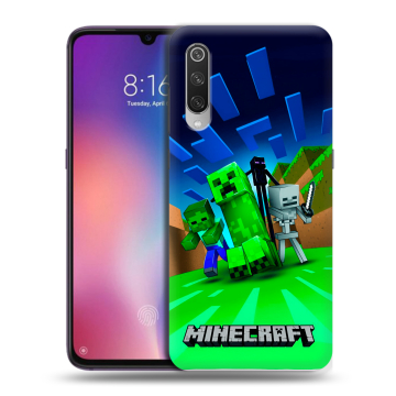 Силиконовый противоударный чехол на Xiaomi Mi9 с принтом Майнкрафт