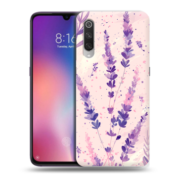 Силиконовый противоударный чехол на Xiaomi Mi9 с принтом цветы лаванда Силиконовый противоударный чехол на Xiaomi Mi9 с принтом цветы лаванда