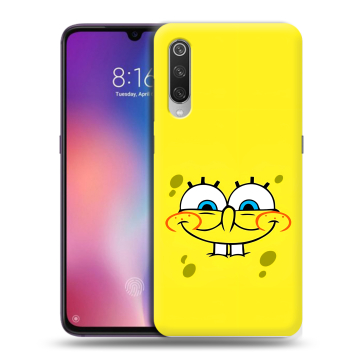 Силиконовый противоударный чехол на Xiaomi Mi9 с принтом спанчбоб спанч боб Силиконовый противоударный чехол на Xiaomi Mi9 с принтом спанчбоб спанч боб