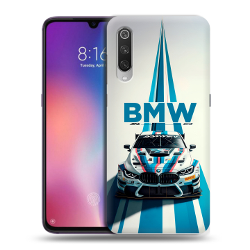 Силиконовый противоударный чехол на Xiaomi Mi9 с принтом БМВ BMW Силиконовый противоударный чехол на Xiaomi Mi9 с принтом БМВ BMW