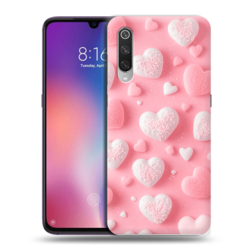 Силиконовый противоударный чехол на Xiaomi Mi9 с принтом Сердечки