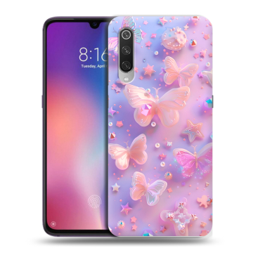 Силиконовый противоударный чехол на Xiaomi Mi9 с принтом Бабочки Силиконовый противоударный чехол на Xiaomi Mi9 с принтом Бабочки