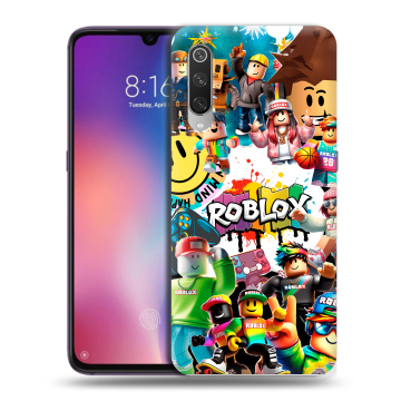 Силиконовый противоударный чехол на Xiaomi Mi9 с принтом Roblox Роблокс