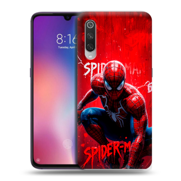 Силиконовый противоударный чехол на Xiaomi Mi9 с принтом Spiderman Человек паук Силиконовый противоударный чехол на Xiaomi Mi9 с принтом Spiderman Человек паук