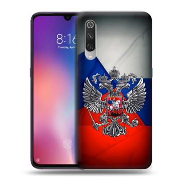 Силиконовый противоударный чехол на Xiaomi Mi9 с принтом Флаг России Силиконовый противоударный чехол на Xiaomi Mi9 с принтом Флаг России