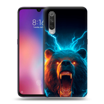Силиконовый противоударный чехол на Xiaomi Mi9 с принтом Медведь Силиконовый противоударный чехол на Xiaomi Mi9 с принтом Медведь