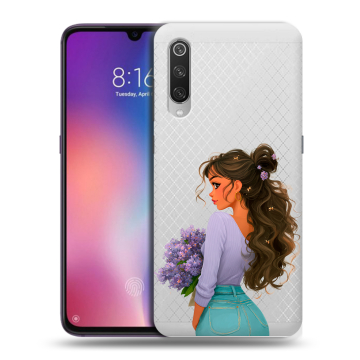 Силиконовый противоударный чехол на Xiaomi Mi9 с принтом девушка цветы Силиконовый противоударный чехол на Xiaomi Mi9 с принтом девушка цветы