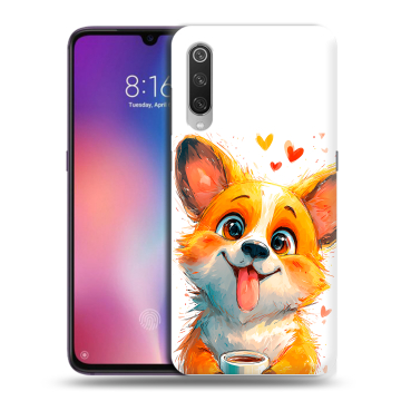 Силиконовый противоударный чехол на Xiaomi Mi9 с принтом корги Силиконовый противоударный чехол на Xiaomi Mi9 с принтом корги