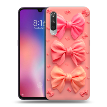 Силиконовый противоударный чехол на Xiaomi Mi9 с принтом Розовые бантики