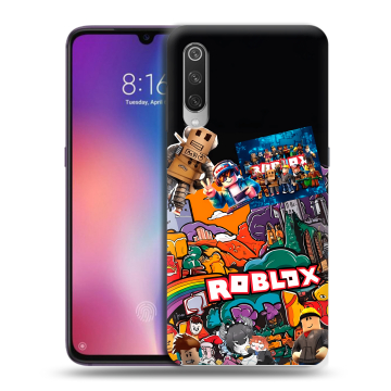 Силиконовый противоударный чехол на Xiaomi Mi9 с принтом Roblox Роблокс