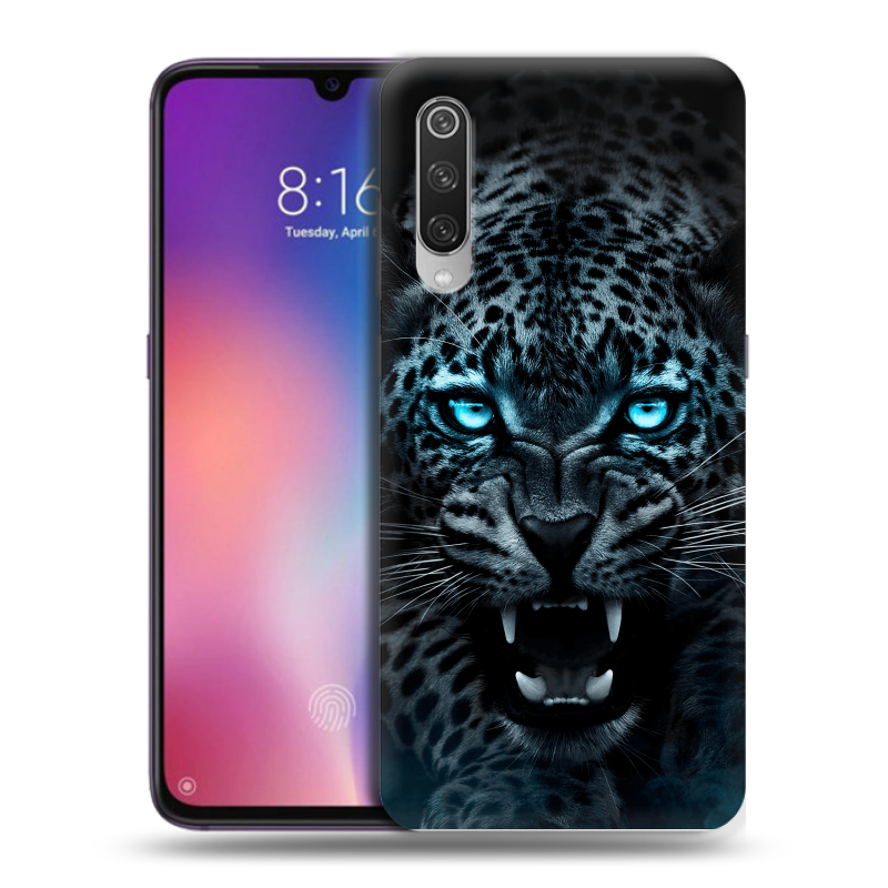 Пластиковый чехол на Xiaomi Mi9 с принтом Темный леопард Пластиковый чехол на Xiaomi Mi9 с принтом Темный леопард