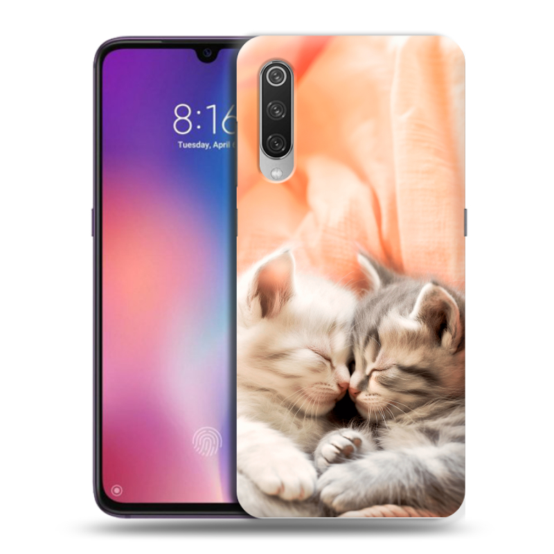 Силиконовый противоударный чехол на Xiaomi Mi9 с принтом Котята Силиконовый противоударный чехол на Xiaomi Mi9 с принтом Котята