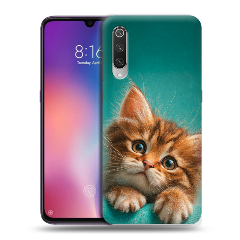 Силиконовый противоударный чехол на Xiaomi Mi9 с принтом котенок Силиконовый противоударный чехол на Xiaomi Mi9 с принтом котенок