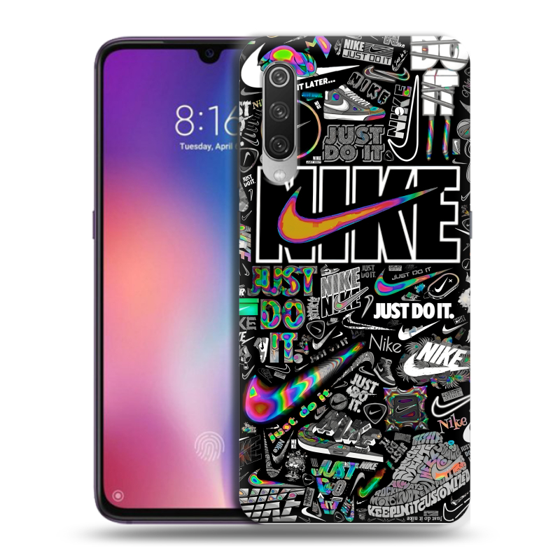 Силиконовый противоударный чехол на Xiaomi Mi9 с принтом Найк Силиконовый противоударный чехол на Xiaomi Mi9 с принтом Найк