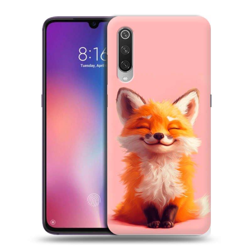 Пластиковый чехол на Xiaomi Mi9 с принтом милая лиса Пластиковый чехол на Xiaomi Mi9 с принтом милая лиса