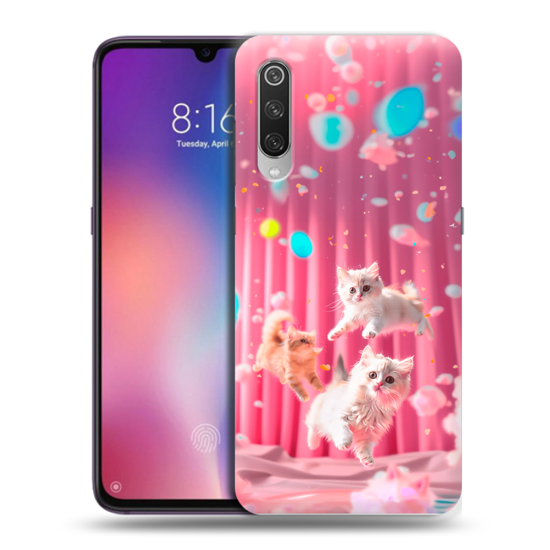 Пластиковый чехол на Xiaomi Mi9 с принтом милые котики Пластиковый чехол на Xiaomi Mi9 с принтом милые котики