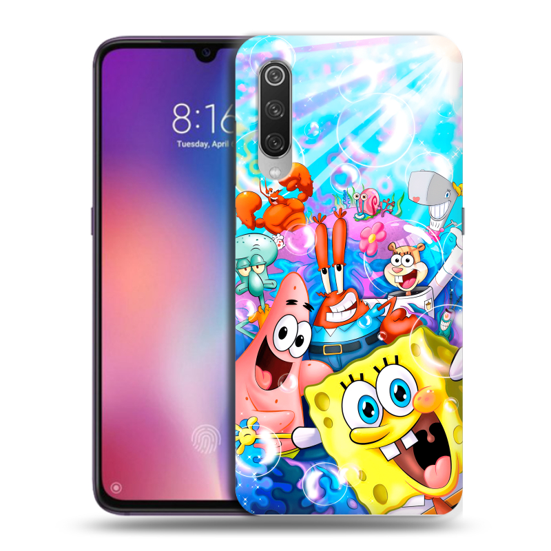 Пластиковый чехол на Xiaomi Mi9 с принтом спанчбоб спанч боб Пластиковый чехол на Xiaomi Mi9 с принтом спанчбоб спанч боб
