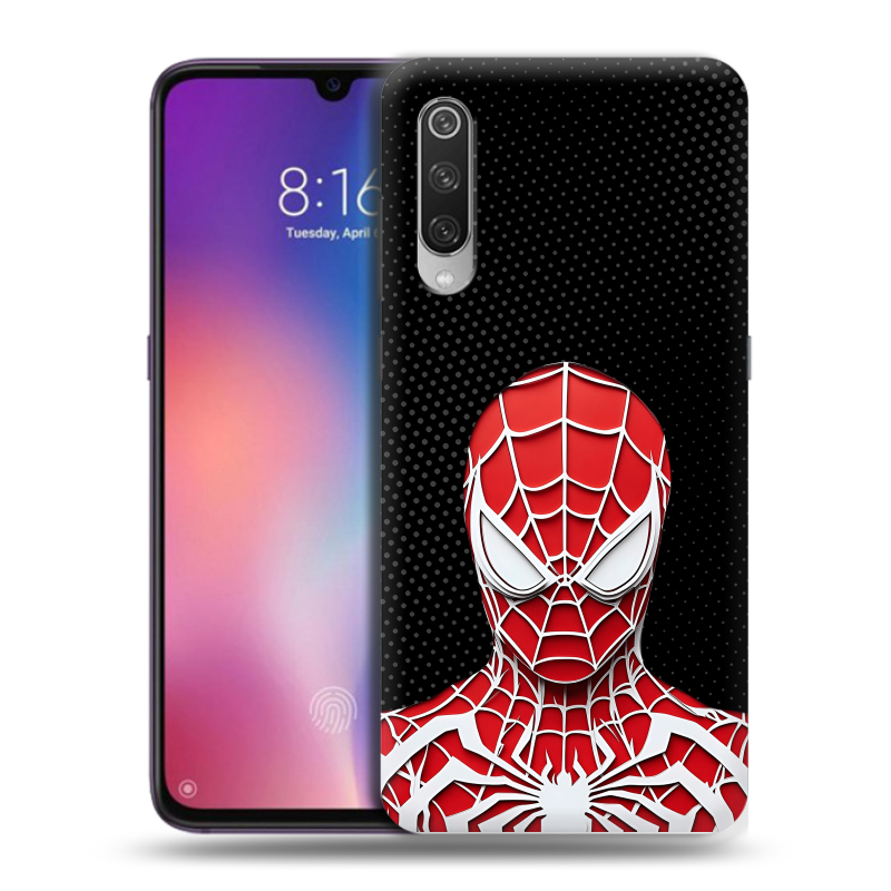 Силиконовый противоударный чехол на Xiaomi Mi9 с принтом человек паук spiderman Силиконовый противоударный чехол на Xiaomi Mi9 с принтом человек паук spiderman